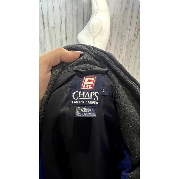 Chaps Ralph Lauren Men's Green Plaid Down Puffer Jacket Large Hooded Winter Coat - Picture 7 of 7